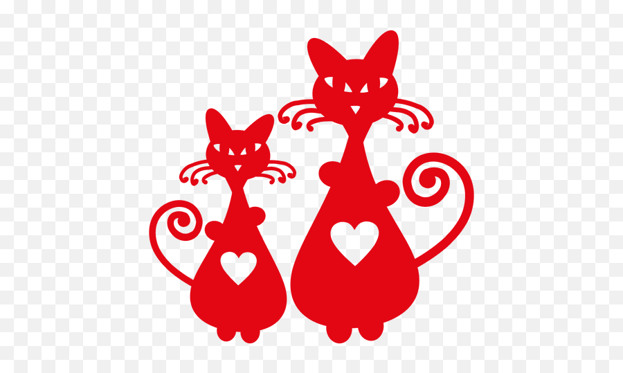 Cats Silhouette With Heart - Transparent Png U0026 Svg Vector File Valentine Border Design Png,Heart Silhouette Png