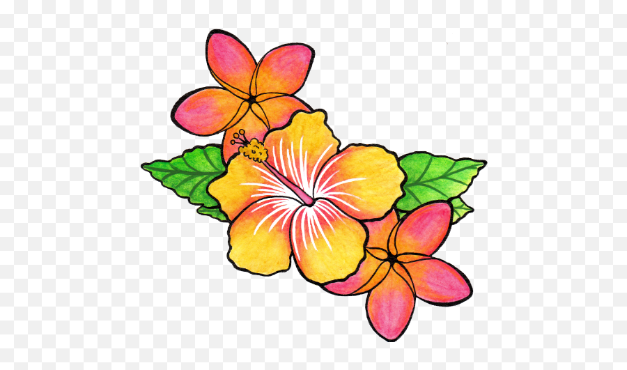 Download Flower Tattoo Png Clipart - Orange Hibiscus Flower Tattoos,Flower Tattoo Png