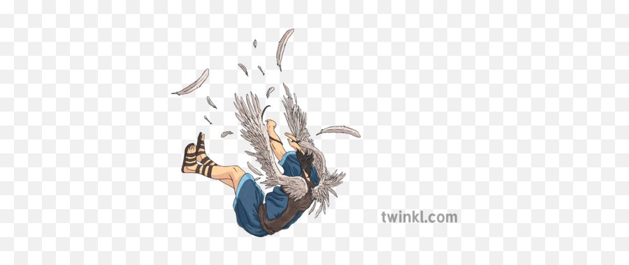Icarus Falling Flying Wings Person Man - Illustration Png,Person Falling Png