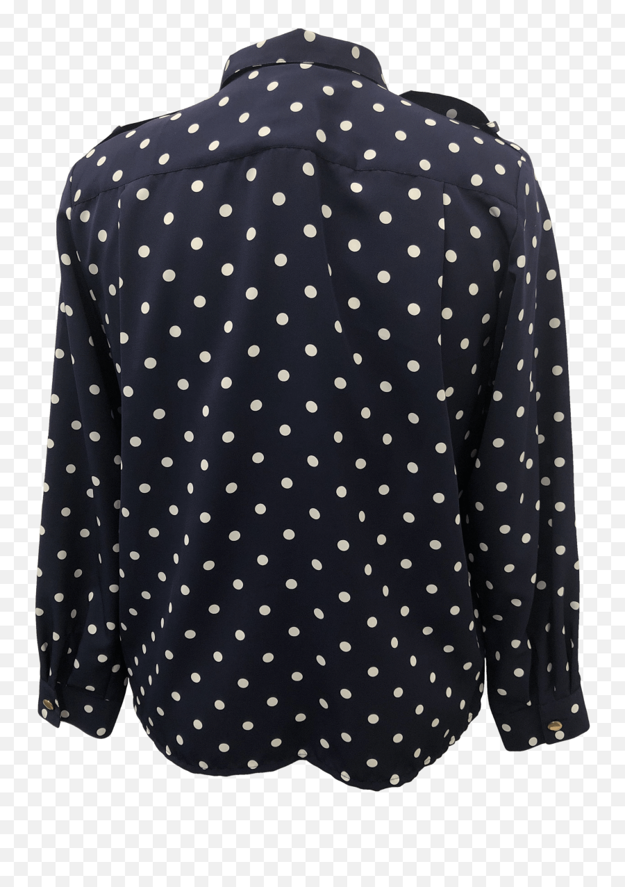 80u0027s Navy Blue And White Polka Dot Button Up By Chaus - Polka Dot Png,White Polka Dots Png