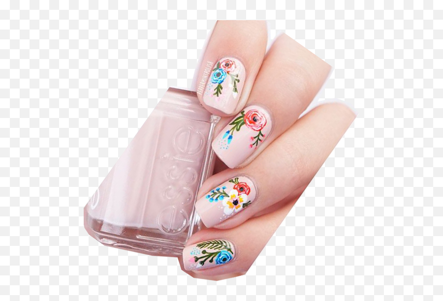 Nail Art Png - Painted Florals Nail Art Nail Polish Nail Polish,Nails Emoji Png