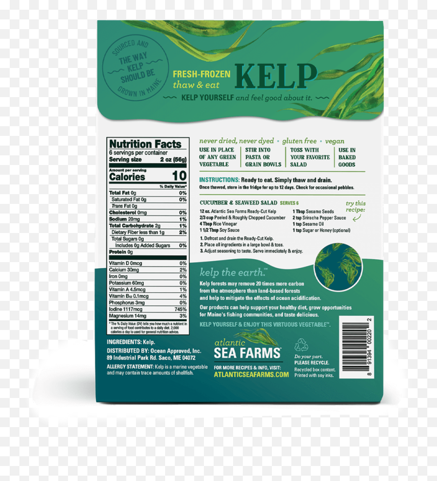 Ready Cut Kelp - 3 Box Pack 12 Oz Each Nutrition Facts Label Png,Kelp Png