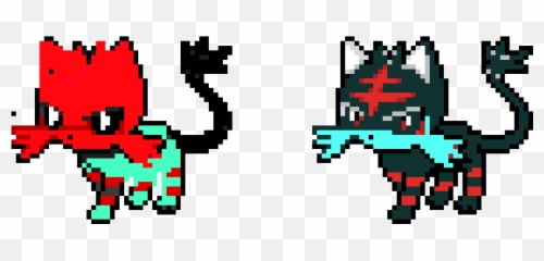 Shiny Litten The Ledgend Pixel Art Maker - Pixel Art Pokemon Pichu Alola Png,Litten Png