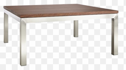 Parsons Walnut Top Stainless Steel Base 36x36 Square Coffee Table - Solid png