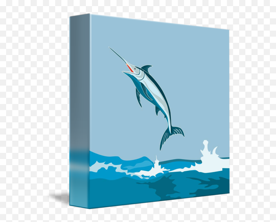 Blue Marlin Fish Jumping Retro By Aloysius Patrimonio - Atlantic Blue Marlin Png,Marlin Png