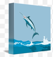 Blue Marlin Fish Jumping Retro By Aloysius Patrimonio - Atlantic Blue Marlin Png,Marlin Png