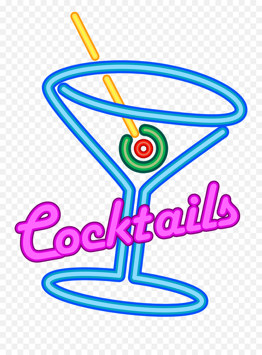 Faux Neon Cocktails Sign - Cocktails Neon Png,Neon Png