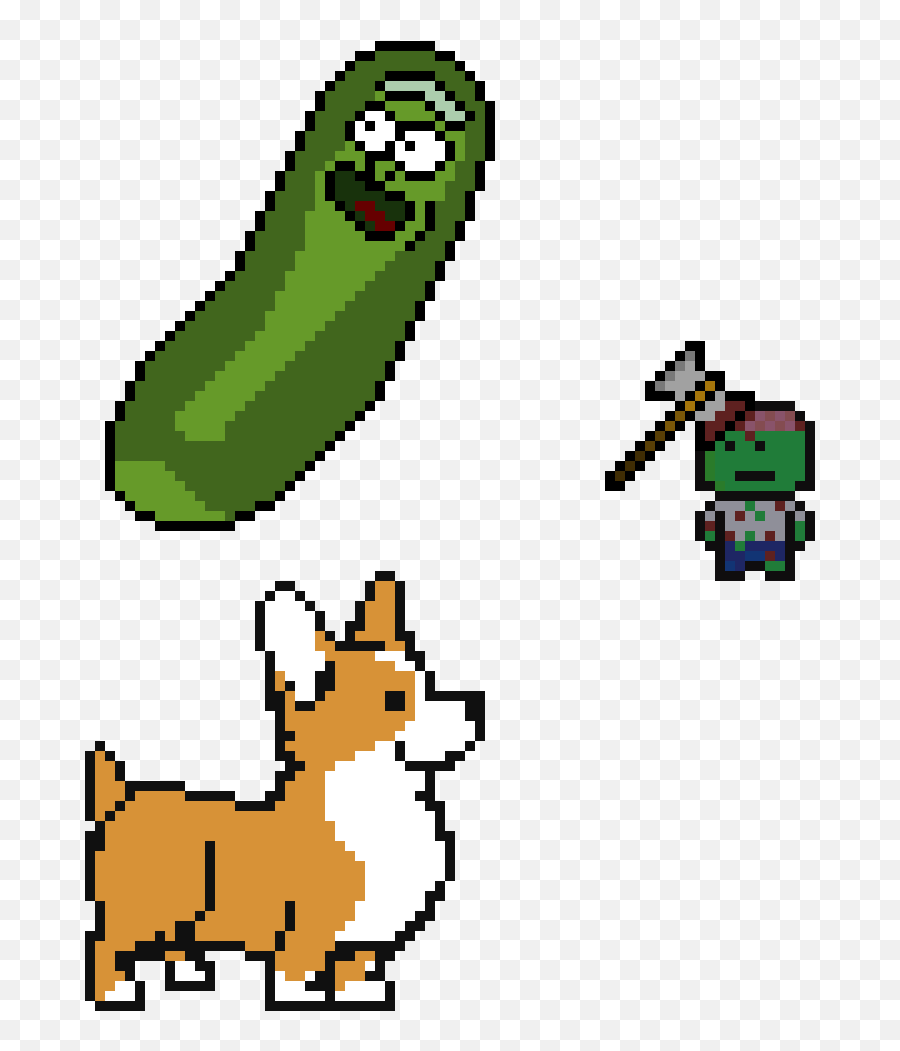 Pickle Rick Corgie Axe Head Zom - Corgi Cross Stitch Pattern Free Png,Pickle Rick Png