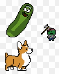 Pickle Rick Corgie Axe Head Zom - Corgi Cross Stitch Pattern Free Png,Pickle Rick Png