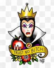 School Queen Old Flash Evil Bitch - Disney Villains Tattoo Designs Png,Face Tattoo Png