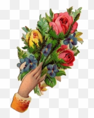 Leaping Frog Designs Victorian Scrap Hand With Flowers Free - Floral png
