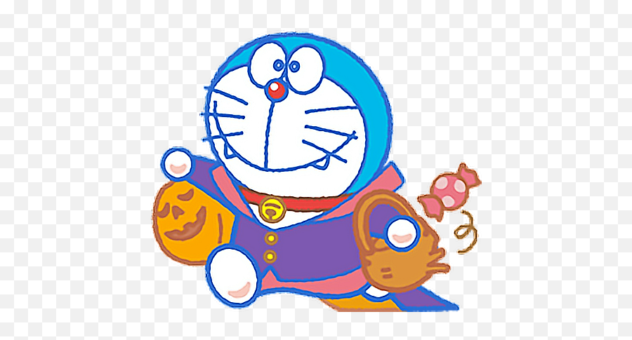 Download Hd Cute Doraemon Halloween Pumpkin Candy - Halloween Doraemon Png,Doraemon Png