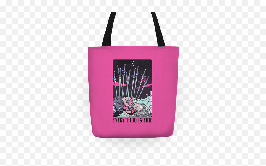 Ten Of Swords Everything Is Fine Tote Bag Lookhuman - Tote Bag Png,Swords Transparent