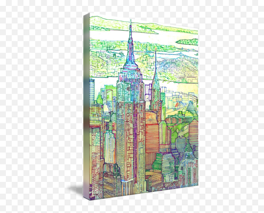 Art Deco Midtown New York City Skyline By Rd Riccoboni - Vertical Png,New York City Skyline Png