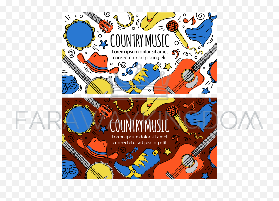 Country Music Banner Western Festival Vector Illustration Set - Music Png,Country Music Png