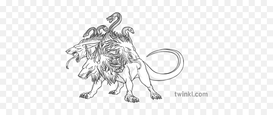 Cerberus Black And White 1 Illustration - Twinkl Cerberus Black And White Png,Cerberus Png