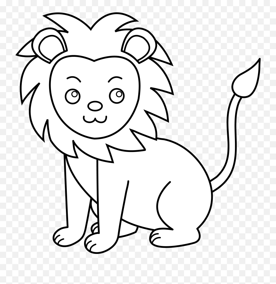 Free Lion Outline Cliparts Download Fre 471309 - Png Clipart Lion White And Black Cartoon,Lion Clipart Png