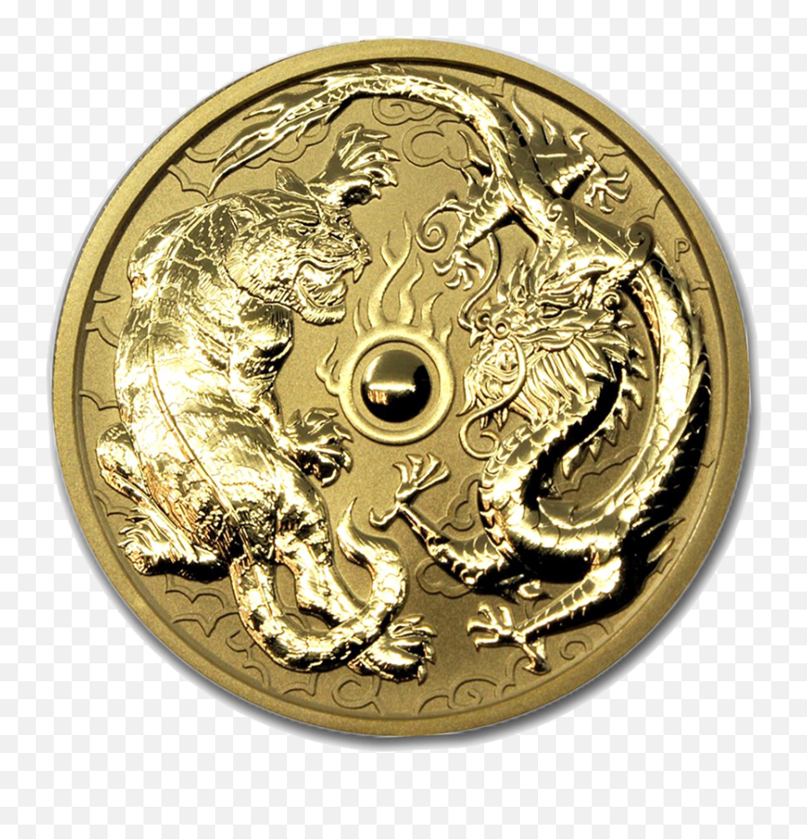 Australian Dragon Tiger 1oz Gold Coin - Gold Coin Png,Gold Coins Png