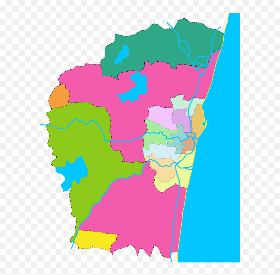 Chennai District Outline Map Clipart - Outline Chennai City Map Png,Us Map Outline Png