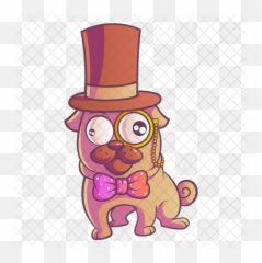 Cute Pug Wearing Hat Icon - Costume Hat Png,Swag Hat Png