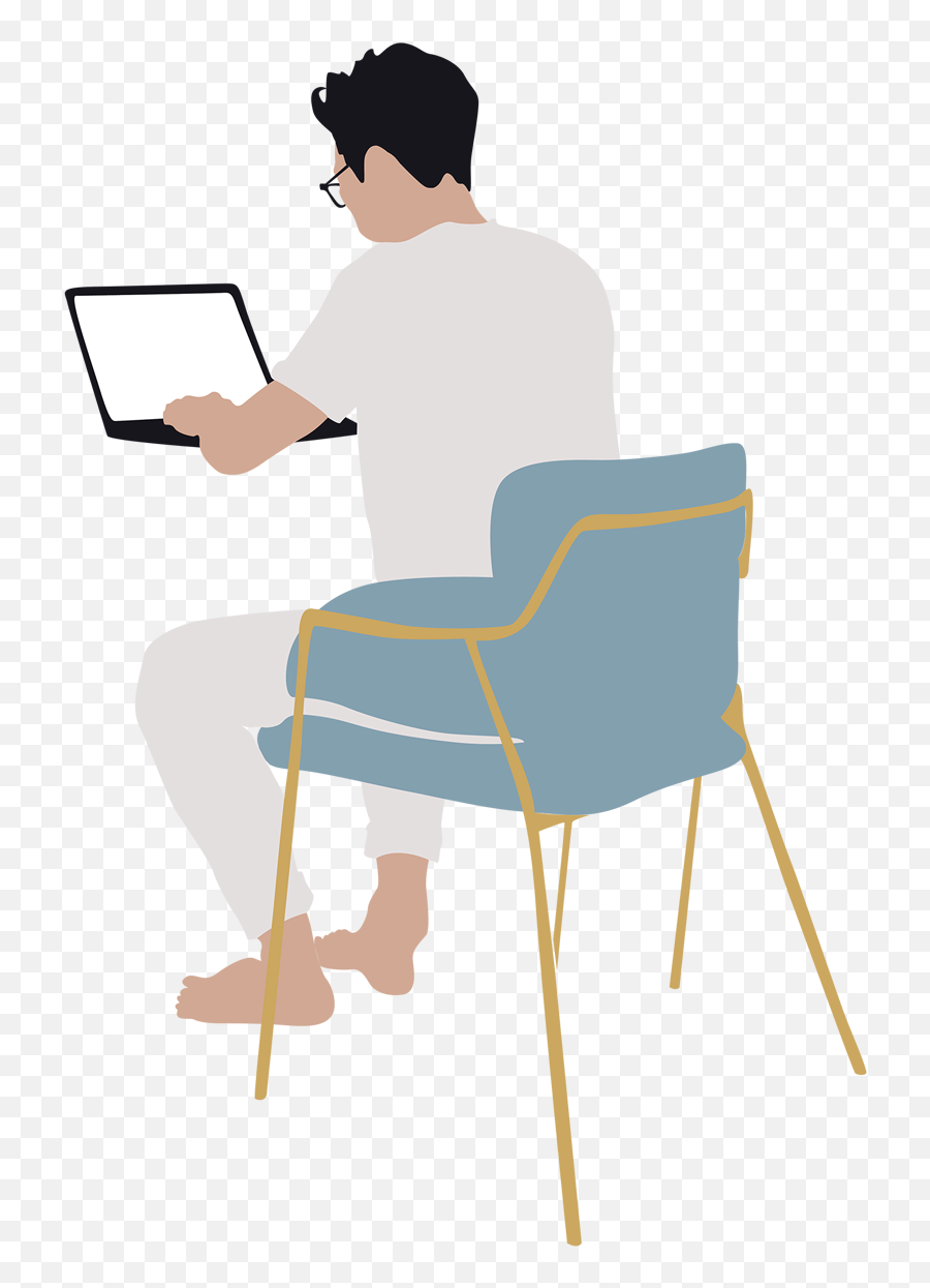 Man Working - Man Working On Laptop Vector Png,Person Sitting In Chair Back View Png