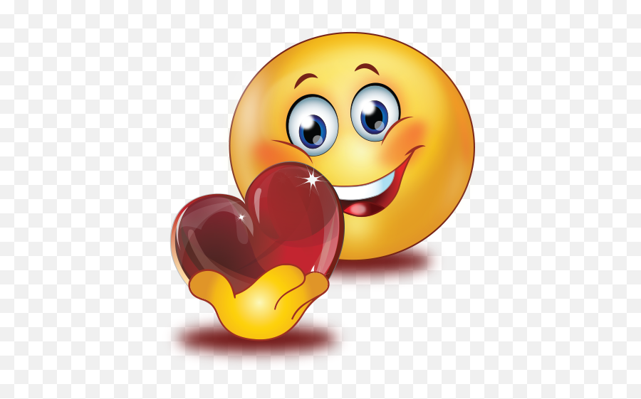 Holding Red Glossy Heart Emoji - Krillin Heart Eyes Emoji Png,Love Icon For Facebook