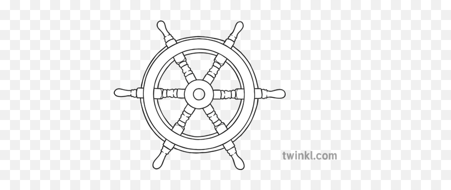 Ship Wheel Black And White 2 Illustration - Twinkl Boy Sitting On A Chair Drawing Png,Ship Wheel Png