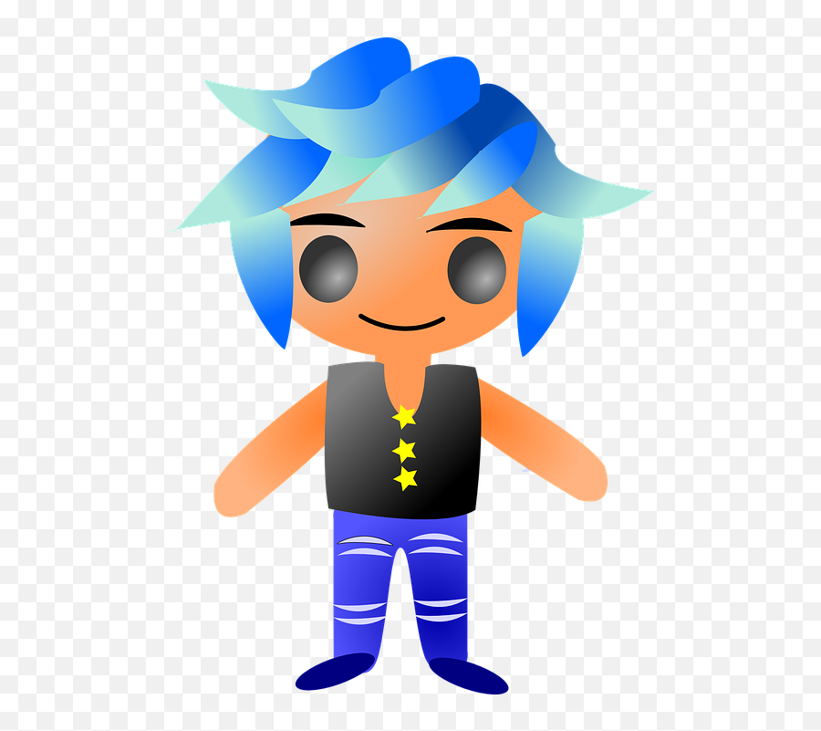 Punk Dude Guy Blue - Clip Art Png,Anime Guy Png