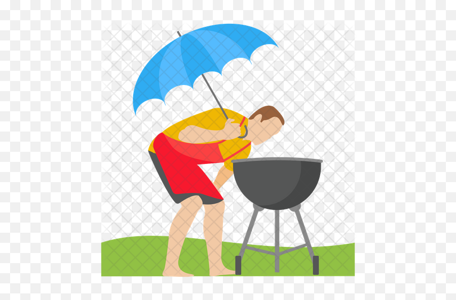 Bbq Grill Icon Of Flat Style - Cartoon Png,Bbq Grill Png