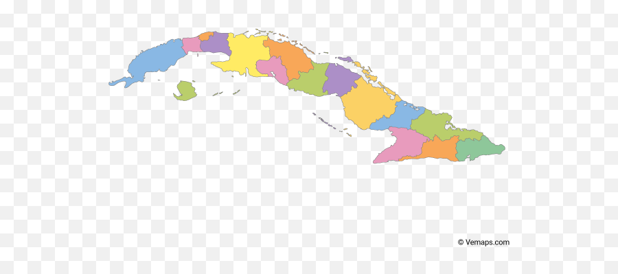 Multicolor Map Of Cuba With Provinces - Mapa De Cuba Con Capital Png,Cuba Flag Png