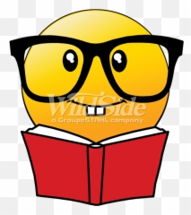 Emoji Reading Book With Glasses - png