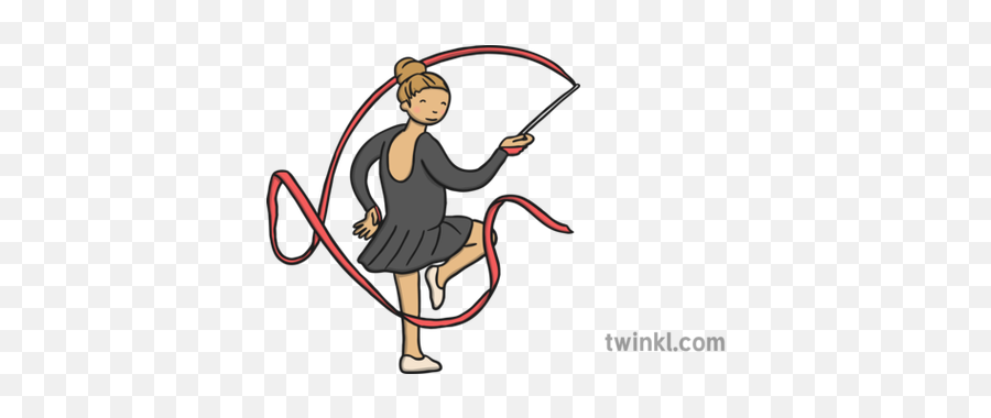 Ribbon Gymnast Illustration - Twinkl Bow Png,Gymnast Png