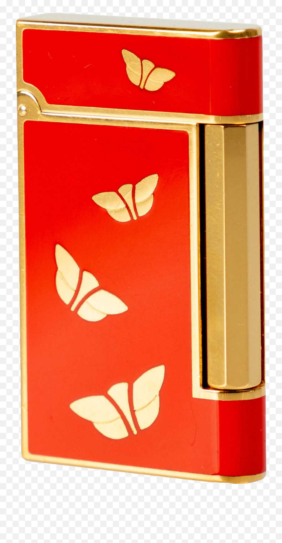 1970s Bulgari Chinoiserie Red Lacquer Gold Butterfly Lighter - Lovely Png,Gold Butterfly Png