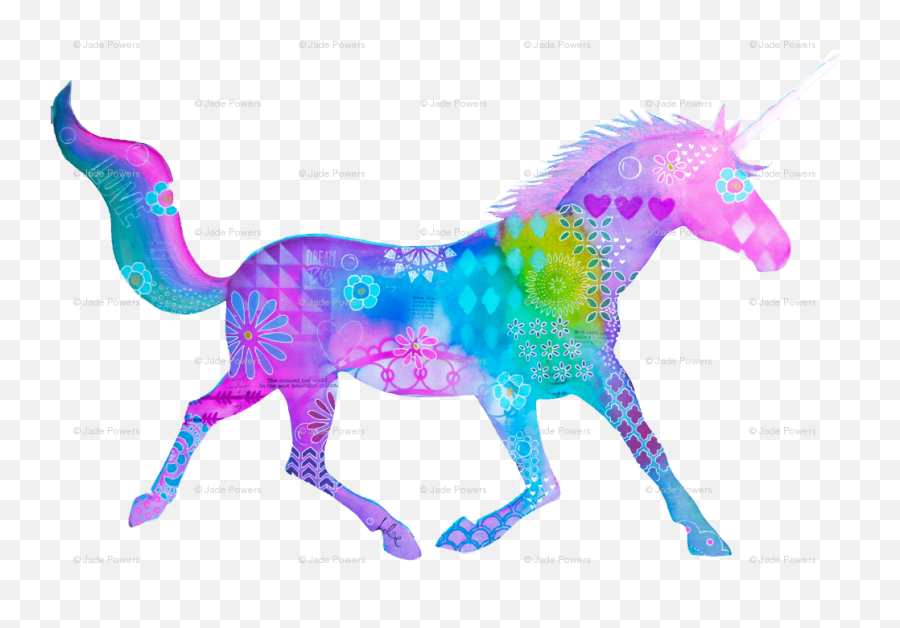 Download Mixed Media Colorful Unicorn - Unicorn Png,Unicorn Silhouette Png