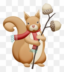 Christmas Autumn Fall Squirrel Clip - Squirrel Clip Art Winter Png,Squirrel Clipart Png