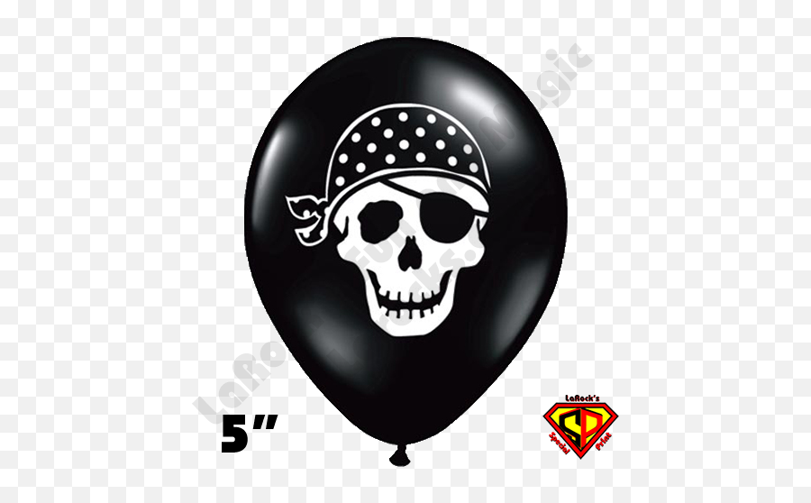 5 Inch Round Pirate Skull Black Balloon Qualatex 100ct - Devil Balloons Png,Black Balloons Png