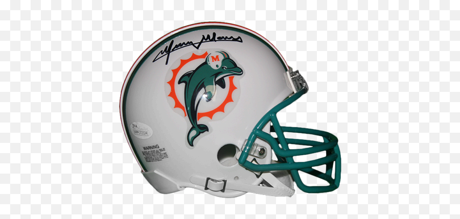 Mercury Morris Miami Dolphins Autographed Throwback Mini Football Helmet Jsa - Miami Dolphins Png,Miami Dolphins Png