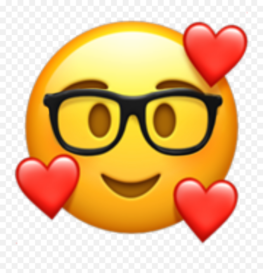 Nerd Glasses Hearts Emoji Sticker - Iphone Emoji Png,Nerd Glasses Icon