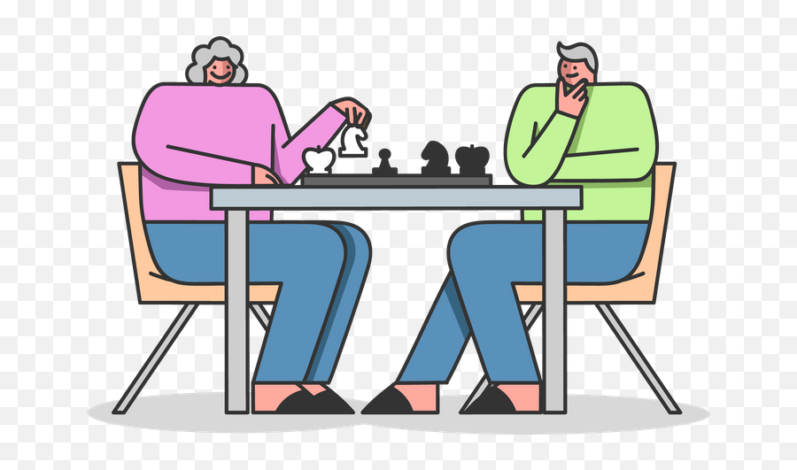Chess Icon - Download In Colored Outline Style Dibujo Persona Jugando Ajedrez Png,Chess Icon