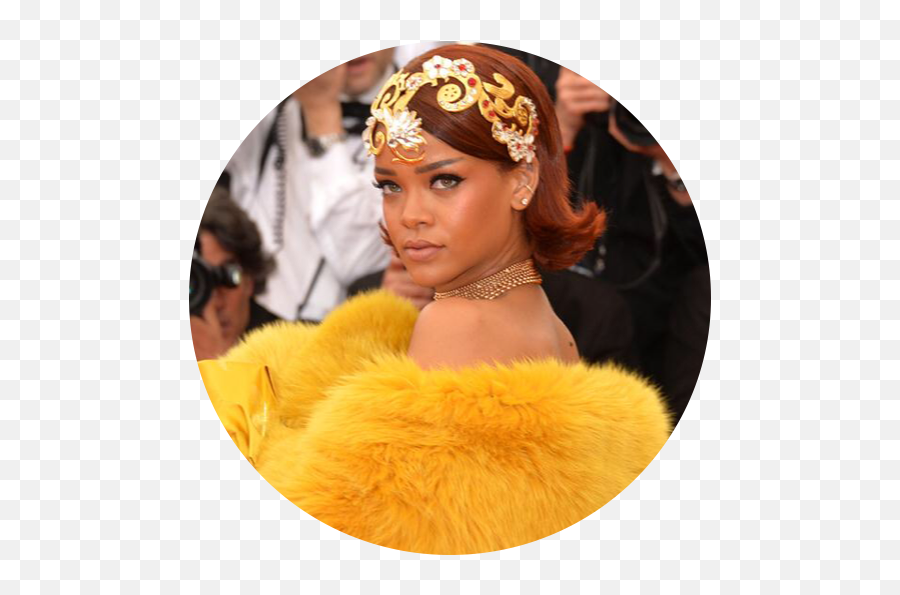 Rihanna Riri Circle Orange Metgala Queen Woman Music - Rihanna Yellow Dress Png,Rihanna Png