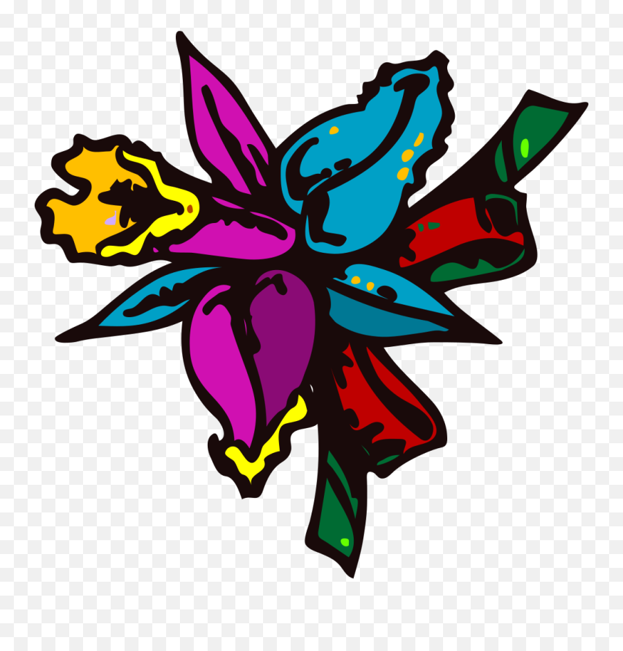 Colored Floral Png Image With Transparent Background Arts - Cartoon Flowers,Flower Cartoon Png