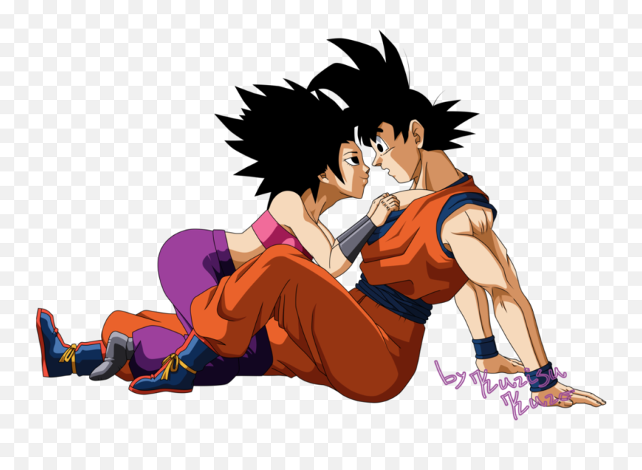 Download Goku Mammal Human Hair Color - Caulifla And Goku Png,Goku Hair Transparent