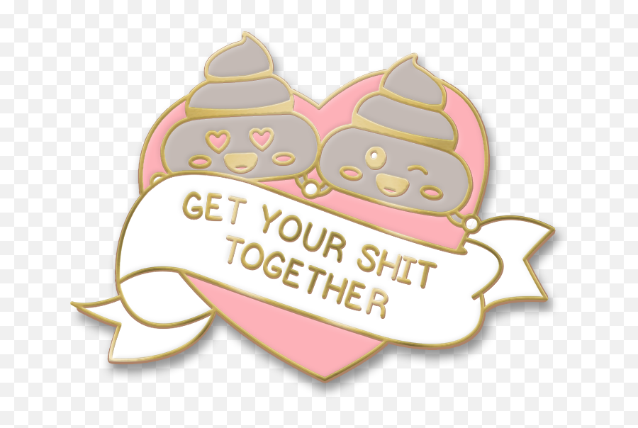 Details About Get Your Sht Together Enamel Pin - Poop Emoji Heart Cute Kawaii Lapel Happy Png,Kawaii Heart Png