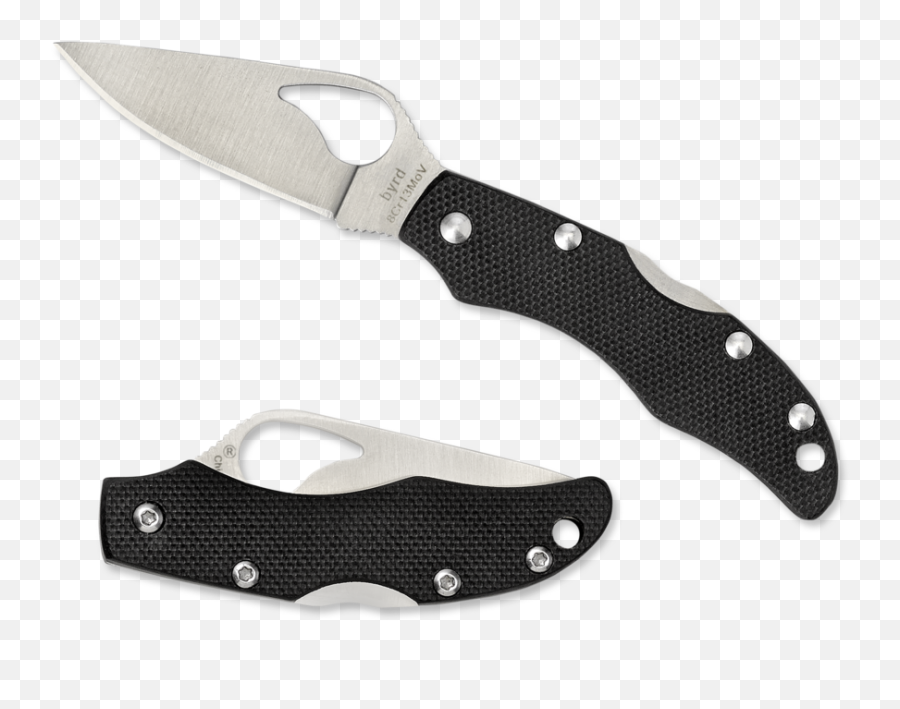 Byrd Finch 2 G - 10 Black Plain Blade Spyderco Png,Combat Knife Png