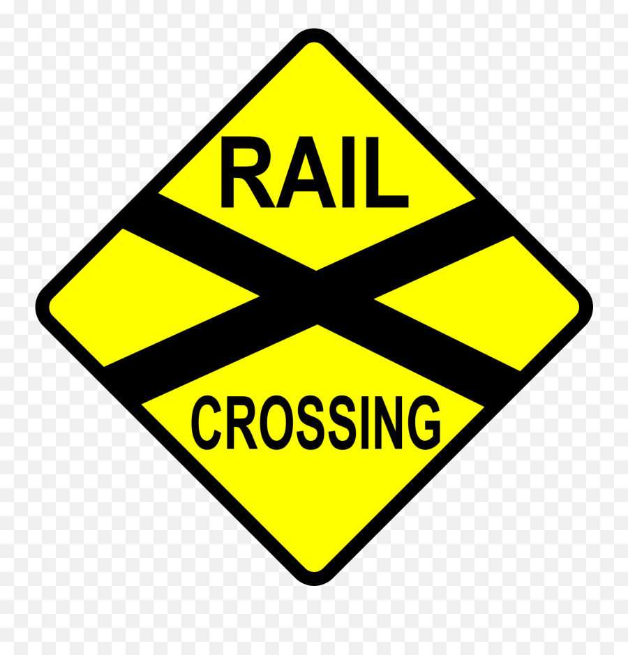 Caution Railroad Crossing Clip Art Icon And Svg - Svg Clipart Rail Road Crossing Clipart Png,Railroad Tracks Png