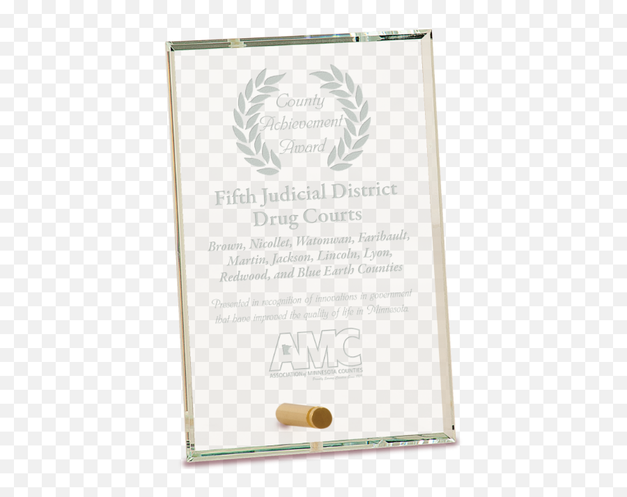 Premier Glass Plaque With Gold Peg Stand - Harris County Precinct 1 Logo Png,Gold Plaque Png