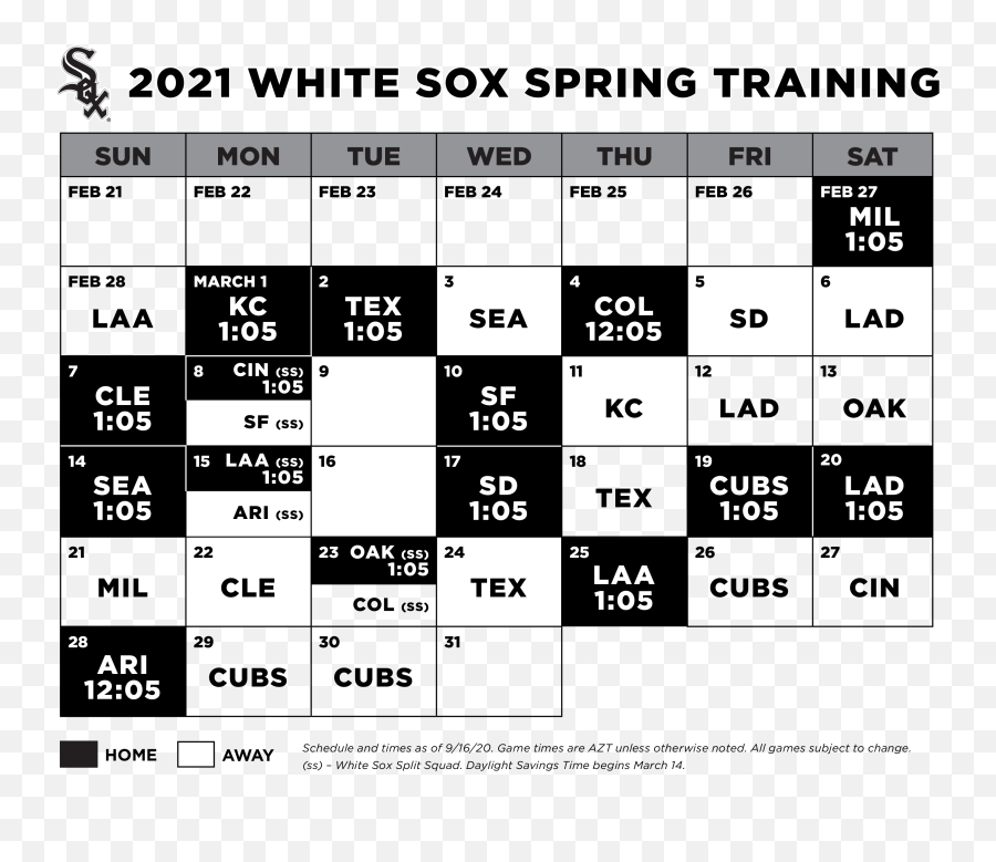 White Sox Announce 2021 Spring Training - Chicago White Sox Spring Training Schedule 2021 Png,Chicago White Sox Logo Png