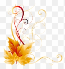 Transparent Fall Leaves Decor Picture - Side Border Design Png