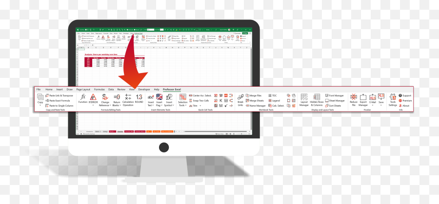 Add - In For Excel Professor Excel Tools Extend Excel With A Vertical Png,Insert Icon Excel