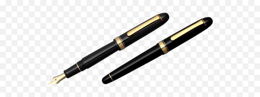 Platinum 3776 Century Fountain Pen - Black W Gold Trim Pen Png,Gold Trim Png